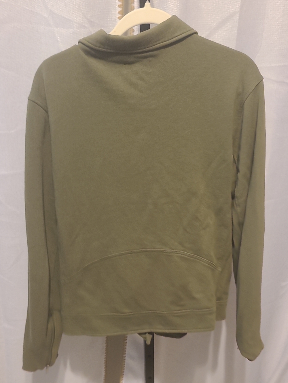 Evereve Women's French Terry Oversized Moto Jacket Size Medium Dusty Olive Green - Picture 4 of 4